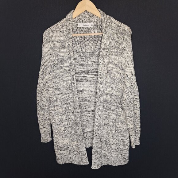 💙 Zara Knit Open Front Longline Oversized Cardigan Size S/M Thick Warm Cozy Aca - Picture 8 of 8
